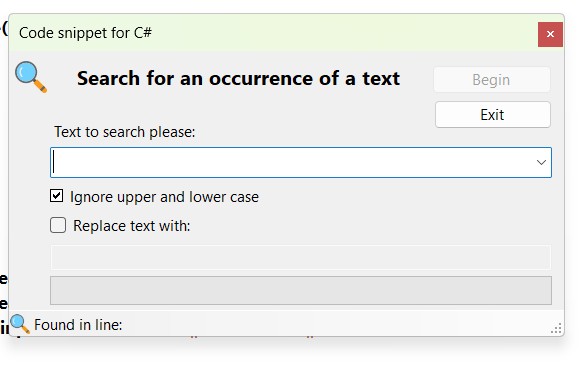 Code snipped for C#